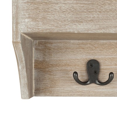 Darcey Gray Wood Hanging Storage Wall Rack with Double Hooks