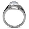 Slickblue Women's 10mm Oval CZ Engagement Ring - Clear Stone, Pave, Polished Stainless Steel, No Plating, Size 5-10 - 4 of 4