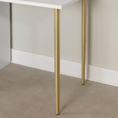 Pure White Wood Computer Desk with USB Port and Drawer