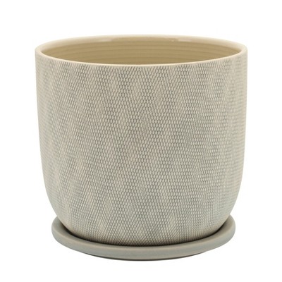 Sagebrook Home 7" Mesh Ceramic Planter with Saucer Sage