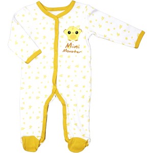 Pavilion Gift Company - Yellow Mini Monster - 6-12 Months Sleeper - One Piece Pajamas - 1 of 4