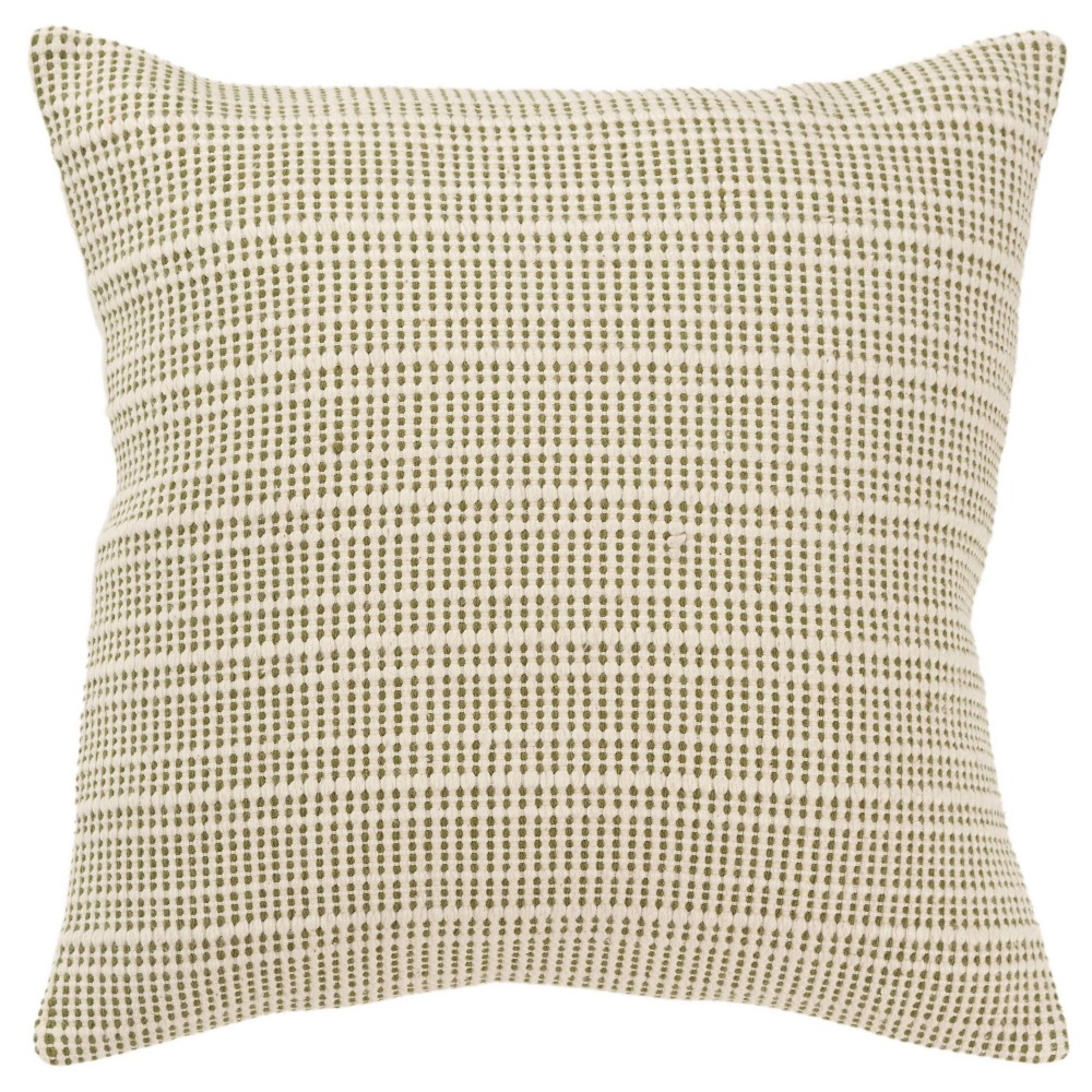 Photos - Pillowcase 20"x20" Oversize Horizontal Striped Square Throw Pillow Cover Light Green