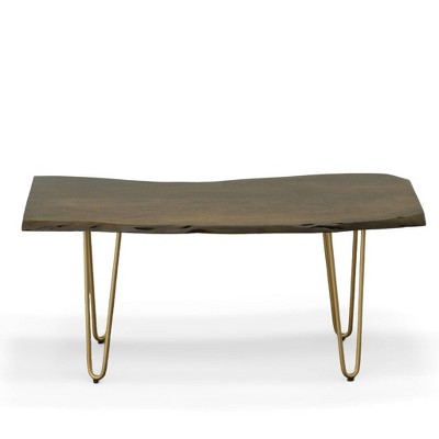 Seti Acacia Live Edge Rectangular Coffee Table in Elm and Gold