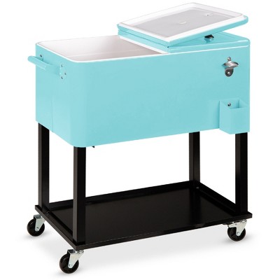 Best Choice Products 80qt Steel Rolling Cooler Cart w/ Bottle Opener, Catch Tray, Drain Plug, Locking Wheels