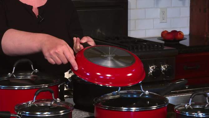 Cuisinart 11pc Red Non-Stick Cookware Set - 55-11R, 2 of 6, play video