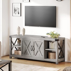 Rustic TV Stand for TVs up to 65": Heavy-Duty Metal Frame Media Console with Adjustable Shelves & Storage Cabinets for Living Room, Bedroom - 1 of 4
