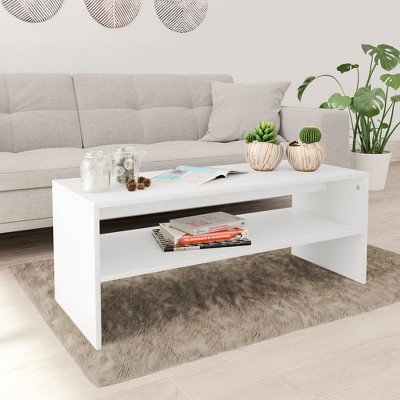 vidaXL Coffee Table White 39.4Inchx15.7Inchx15.7Inch Chipboard