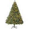Garvee Flocked Christmas tree, Prelit Snowy Tree with 8 Modes, Foldable Stand, Foot Pedal, Holiday Home Decoration, White Flock - 2 of 4