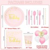Hachikiko 192pcs Pink & Gold Dots Happy Birthday Party Pack, Disposable Plates, Napkins, Cups, Straws, Balloons, Cutlery - Serves 24 - 2 of 4