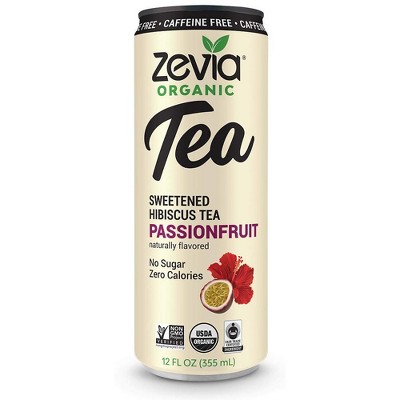 Zevia Organic Sugar Free Iced Tea, Caffeine Free Hibiscus Tea Passionfruit - 12 Ounce Can (Pack of 12)