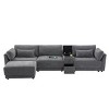 YOOCOZZ 4-Seat Chenille Sectional L-shaped Sofa with Storage Console, USB and Movable Ottoman, 124” - 2 of 4