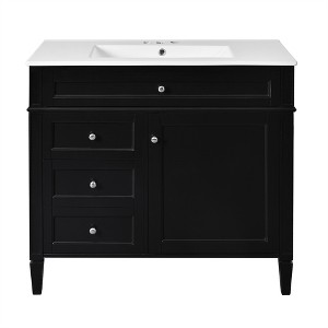 Tramull Modern Bathroom Vanity Set with Mirror, Soft Close Doors & Drawers, Storage Cabinet for Single Sink - 1 of 4
