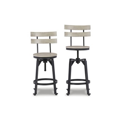 Signature Design by Ashley Furniture Karisslyn Swivel Barstool, Set of 2, Whitewash
