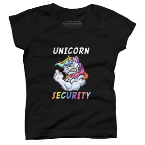 Girl's Design By Humans Halloween Dad Mom Daughter Adult Costume - Unicorn Security By MINHMINH T-Shirt - 1 of 3
