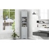 ORRD Corner Bathroom Cabinet - 2-Door Tall Storage with Adjustable Shelves & Open Shelf, Grey - 4 of 4