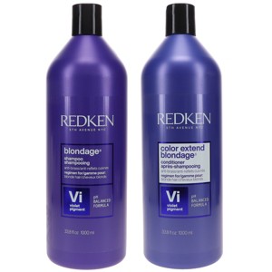 Redken Blondage Color Depositing Purple Shampoo 33.8 oz & Color Extend Blondage Color Depositing Purple Conditioner 33.8 oz Combo Pack - 1 of 4