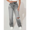 Mocamel Women's Fashion High Waist Straight Wide Leg Ripped Jeans - 4 of 4