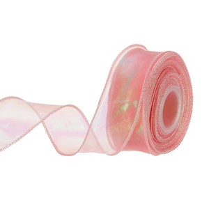 Unique Bargains Gift Wrapping Wide Sheer Wired Pastel Shimmer Iridescent Chiffon Ribbons 1 Pc - 1 of 4