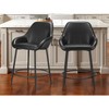 HomeRoots Set of Two 25" Black Faux Leather And Steel Counter Height Bar Chairs - 2 of 4