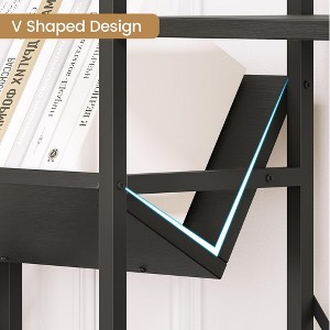 Triple Wide 4 Tier Bookshelf Industrial Large Bookcase Display Rack - 1 of 4