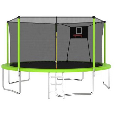 BestParts 14FT Outdoor Trampoline with Safety Net & Basketball Hoop – Heavy-Duty Recreational Bouncer