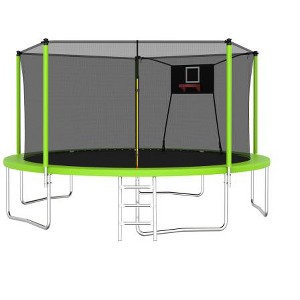 BestParts 14FT Outdoor Trampoline with Safety Net & Basketball Hoop – Heavy-Duty Recreational Bouncer - 1 of 4