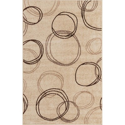 Beige Geometric Low Pile Area Rug 5' x 8'