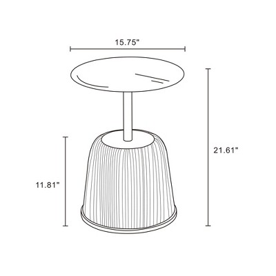 Gold and Gray Metal Round Accent Table with Ridged Base