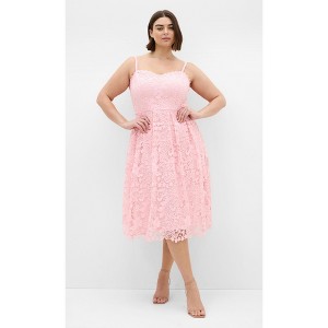 City Chic Women's Scarlet Lace Midi Dress - Pink - Casual dresses