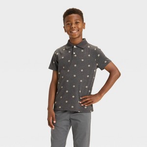 Boys' Short Sleeve Soccer Ball Printed T-Shirt - Cat & Jack™ Charcoal Gray - 1 of 3