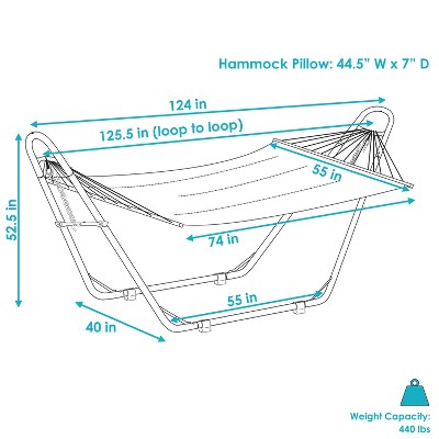 Mountainside Double Quilted Fabric Hammock with Steel Stand