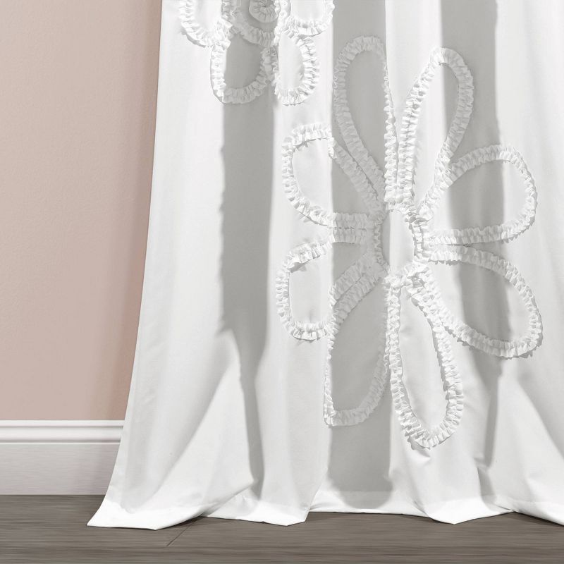 2pk 42&#34;x84&#34; Light Filtering Ruffle Flower Curtain Panels White - Lush D&#233;cor, 5 of 7