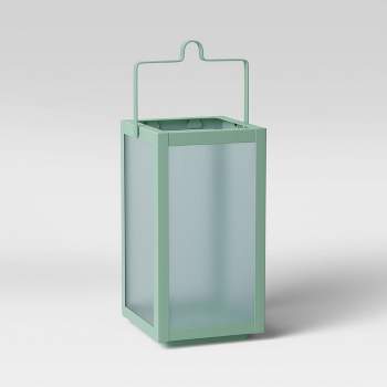 10" Rectangular Pillar Outdoor Lantern Candle Holder Mint - Room Essentials™