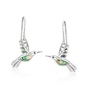 Ross-Simons Abalone Shell Hummingbird Drop Earrings With Black Enamel in Sterling Silver - 1 of 3