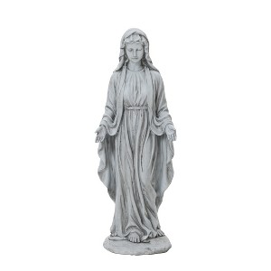 LuxenHome 30.5" LuxenHome Virgin Mary Statue, 30.5'' Gray Religious Blessed Mother Garden Statue, Indoor Outdoor Sculptures for Yard, Patio Decor - 1 of 4