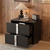 INFURNIC Nightstands Elegant Mirrored Nightstand with Metal Handles and 2 Drawers for Bedroom Living Room, Black, 23.3"*15.4"*21.3" - 4 of 4