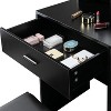 VINGLI Vanity Desk with Mirror and Lights, Makeup Vanity with Drawers and Stool for Bedroom, Black - 4 of 4