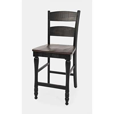 Black Reclaimed Pine Ladderback Counter Stool Set