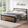 Bed frame, metal platform bed frame with wooden headboard and footboard, non-slip heavy-duty bed frame, no mattress support needed, silent - 3 of 4