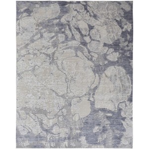 HomeRoots 3' X 5' Ivory and Blue Abstract Power Loom Worn Faded Area Rug - 1 of 4