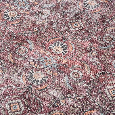 Vintage Red and Multi Flat Woven Washable Area Rug