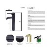 Black and White Ceramic Bathroom Sink, 19" x 15" Above Counter Porcelain Vessel Sink with Black Faucet and Pop up drain Combo, Rectangle - 4 of 4