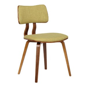 Armen Living,Jaguar Mid-Century Dining Chair in Walnut Wood and Green Fabric - 1 of 4