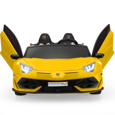 Infurnic Baby Walkers Kids Ride on Lamborghini Cars with Safety Belt, High-Low Speed, Toy Gift for 3-8 Years Old, Yellow, 53.1"*31.8"*20.3"