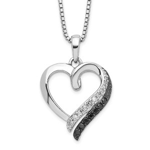 Black Bow Jewelry 1/5 Cttw Black & White Diamond 17mm Heart Necklace in Sterling Silver - 1 of 4