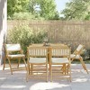 vidaXL 6 Piece Folding Bistro Chairs with Cushions - Bamboo, Cream White, Patio/Garden Furniture - 2 of 4