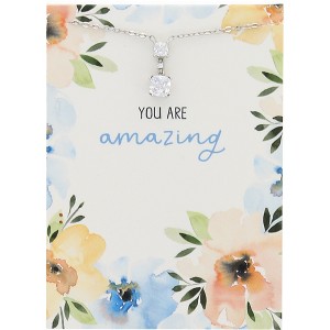 Pavilion Gift Company - Amazing White Crystal - 16.5"-18.5" White Gold Plated Necklace with Cubic Zirconia Stones - Necklaces - 1 of 4