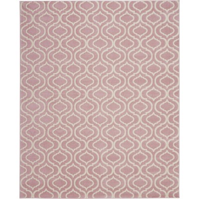 Moroccan Trellis Pink Viscose 8' x 10' Easy-Care Area Rug