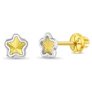 Girls' Diamond Cut Flower Screw Back 14k Gold Earrings - In Season Jewelry - 1 of 3