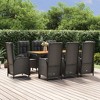 vidaXL 9-Piece Patio Dining Set - Black Poly Rattan, Reclining Chairs, Acacia Wood Tabletop - 2 of 4